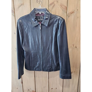 Adler Collection Women's Vintage Y2K Black Leather Jacket Full Zip Size L